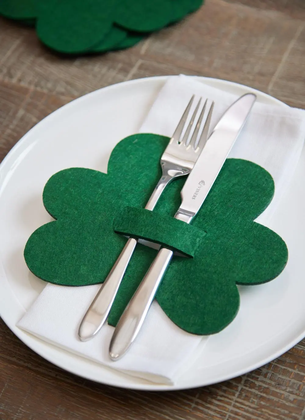 Green Shamrock Felt Cutlery Holders Set of 4
